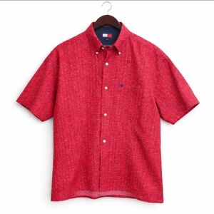 Tommy Hilfiger Red Nautical Anchor Signal Flag Print Button Down Mens Shirt Sz L
